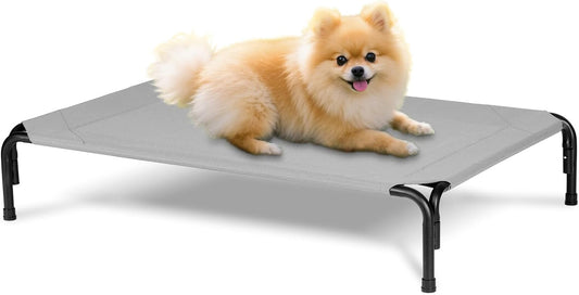 Elevated Dog Bed for Outdoor, Medium Raised Dogs Cot for Training, Cooling Pet Beds with Washable Mesh, Indestructible Lifted Platform for Outside Camping, 35 inch Grey