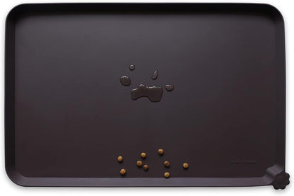 Hoki Found L Silicone Non Slip Pet Dog Cat Bowl Mats - Waterproof Dog Cat Food Mats - Dark Oak