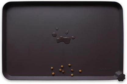 Hoki Found X-Large Silicone Non-Slip Pet Feeding Mats - Waterproof, Ideal for Dogs, Cats & Carpets - Dark Oak