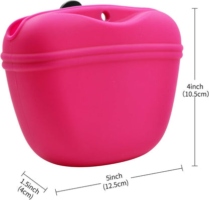 AUDWUD Silicone Dog Treat Pouch,Clip on Portable Training Container,Convenient Magnetic Buckle Closing and Waist Clip,No BPA