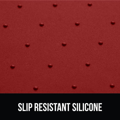 GORILLA GRIP 100% Waterproof Raised Edge BPA Free Silicone Pet Feeding Mat, Dog Cat Food Mats Contain Spills Protects Floors, Placemats for Cats and Dogs Water Bowl, Pets Accessories 16x10, Red