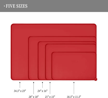 Waterproof Pet Feeding Mat with High Raised Edges, Heavier and Thicker Placemats for Cat Dog Water Bowl with BPA Free, Dogs Cats Food Mats for Messy Drinkers to Prevent Spill and Protect Floors