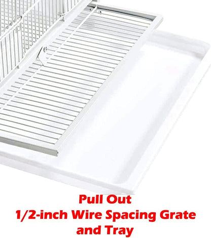 1/2/3-Combo Stacker Center Divided Breeder Breeding Bird Flight Double Rolling Cage for Aviaries Canaries Cockatiels Lovebirds Finches Budgies Small Parrots (White Vein, Three Stacker)