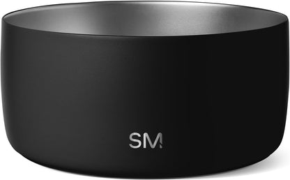 Simple Modern Stainless Steel Pet Water Bowl for Dogs & Cats | Insulated Stainless Steel Food Bowls for Dog Cat | No Tip No Slip BPA Free | Bentley Collection | Large (8 Cups) | Midnight Black