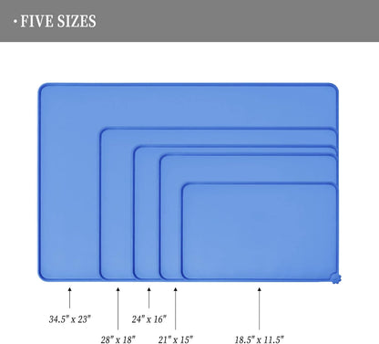 Waterproof Pet Feeding Mat with High Raised Edges, Heavier and Thicker Placemats for Cat Dog Water Bowl with BPA Free, Dogs Cats Food Mats for Messy Drinkers to Prevent Spill and Protect Floors