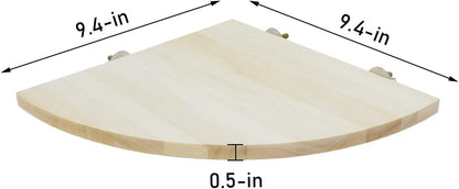 Wontee Bird Perch Stand 2 Pack Wooden Platform Corner Ledge for Budgies Cockatiels Conures African Greys Rats Gerbils Chinchillas Squirrels (XL (9.4"x9.4")