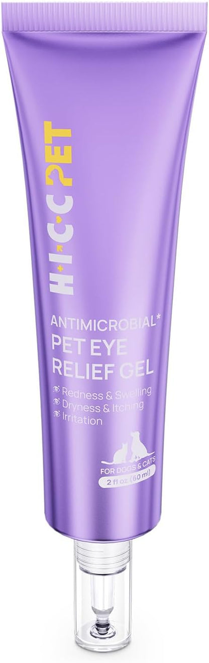 HICC PET Dog Eye Gel, Vet-Recommended Dog Eye Infection Treatment, Cat Eye Drops Wash, Soothes Irritation, Moisturizes Dry Eyes, Pet Eye Drops Ointment Alternative for Dogs, Cats, Horses. 2 fl oz