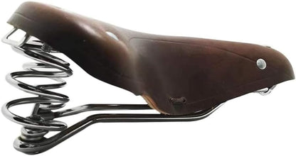 UNISTRENGH English Vintage Bicycle Saddle Touring City Saddle Comfortable Comfort Leather Bicycle Seat with Spring Rivets for Women Men