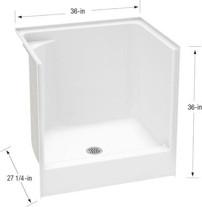 Laurel Mountain Odie 36" x 27" x 36" AcrylX Alcove Center Drain One-Piece Pet Shower in White with Hand-Held Sprayer in Matte Black