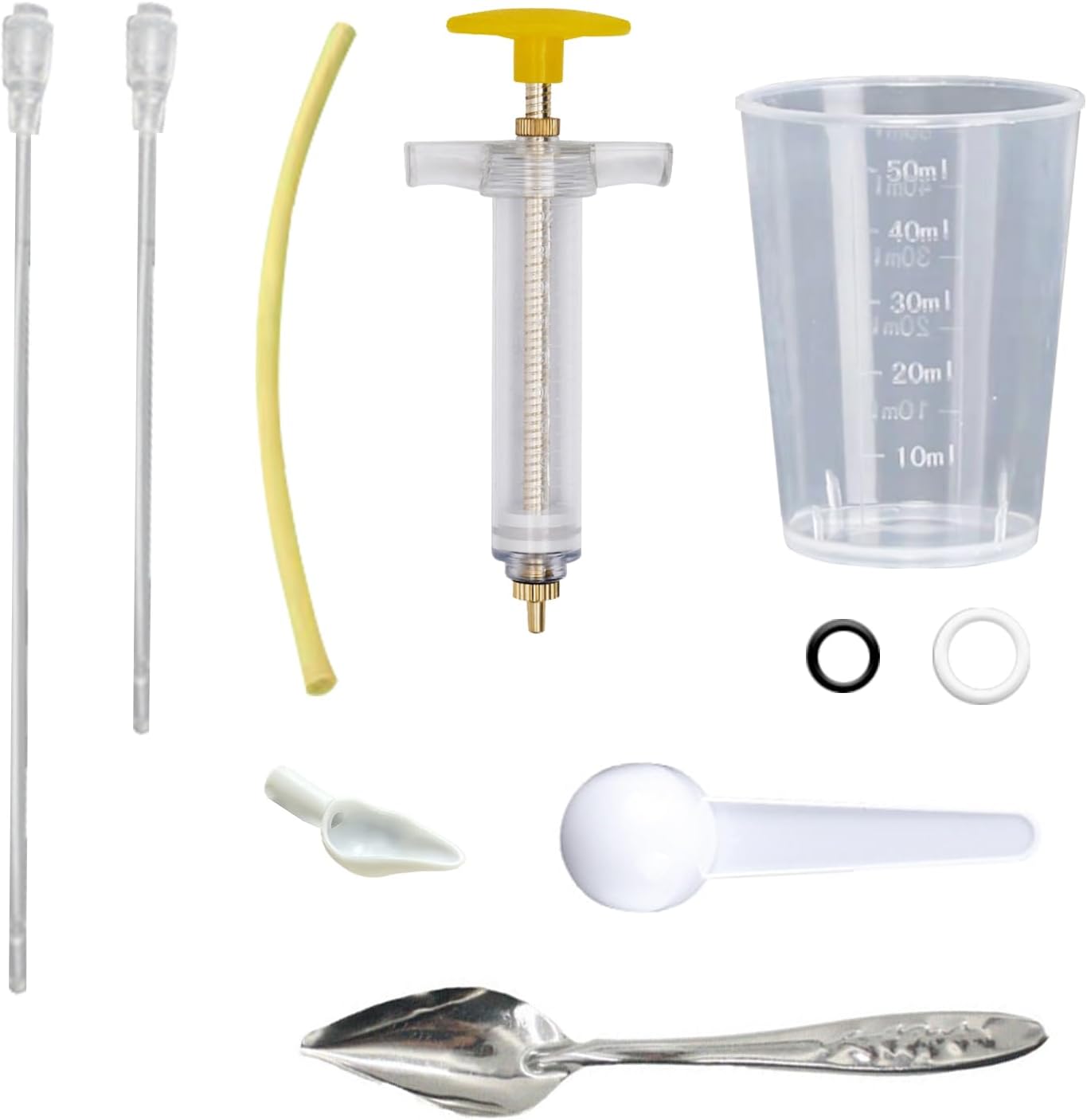 8 Pcs Bird Feeding Syringe Set Feeding Tubes for Baby Birds Parrot Hand Feeding Syringe Pet Syringe Feeding Tube Stainless Steel Metal Feeding Spoon Small Animals (50ml-Set of Eight)