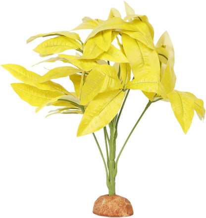 Fake Yellow Money Tree Plant, Reptile Decor for Terrarium, Crested Gecko Tank Accessories fit Leopard Gecko Bearded Dragon Lizard Chameleon Snake Tortoise