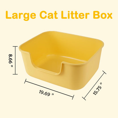Large Cat Litter Box with High Sides,Cat Boxes for Indoor Cats,Cat Litter Pan for Kitty,Litter Box with Low Entry,Easy to Clean,Anti-Splashing (Green)