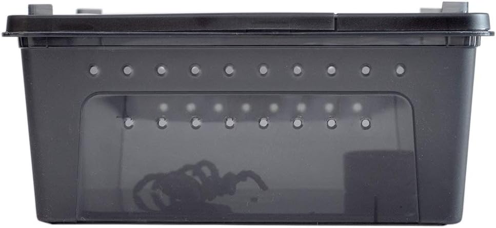 OMEM Portable Reptile Terrarium Habitat for Mini Pet Houses Breathable Holes Stackable Container (2PCS-Black-M)