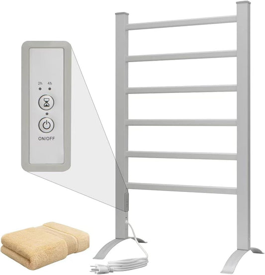KEG Towel Warmer 6 Bars for Bathroom Freestanding or Wall Mounted Bath Towel Heater Plug-in with
