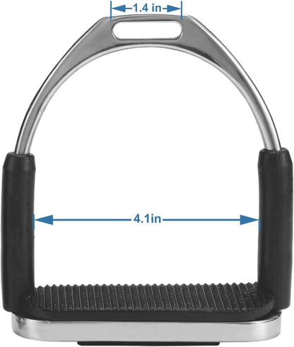 Flex Stainless English Saddle Stirrups Iron Pads Knee Ankle Stress Pain Relief