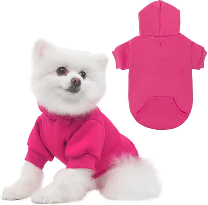 KOOLTAIL Basic Dog Hoodie - Soft & Warm Dog Hoodie Sweater with Leash Hole and Pocket, Dog Winter Coat, Cold Weather Clothes Sweatshirt for Small Medium Large Dogs Puppy Cat Boys Girls Deep Pink S