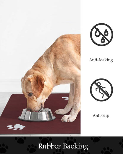 Pet Feeding Mat-Absorbent Dog Mat for Food and Water Bowl-No Stains Quick Dry Water Dispenser Mat-Dog Accessories Pet Supplies-Bowl for Messy Drinkers（RED,23"x34"