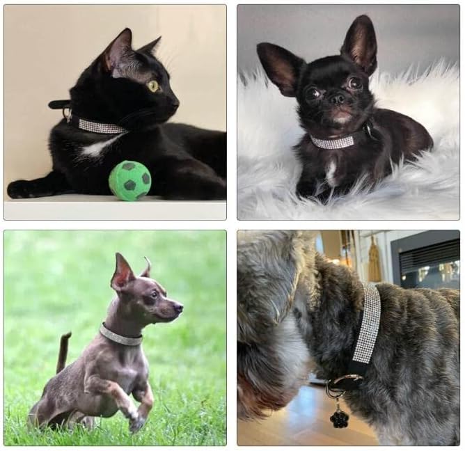 Xs Dog Collar Girl, Extra Small Dog Collar with Rhinestones, Pretty Diamond Fancy Crystal Glitter Jewel Bling Puppy Collars for Small Medium Large Breed Pet Female Dogs Cats Kitten, Pink XSmall