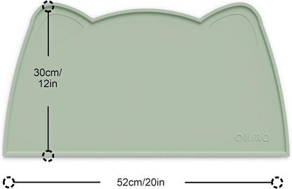 OHMO - Cat Food Mat, Silicone Pet Feeding Mat for Floor Non-Skid Waterproof Dog Water Bowl Tray, Easy to Clean Pet Placemat (Sage Green, 20 * 12'')