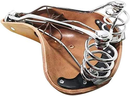 UNISTRENGH English Vintage Bicycle Saddle Touring City Saddle Comfortable Comfort Leather Bicycle Seat with Spring Rivets for Women Men