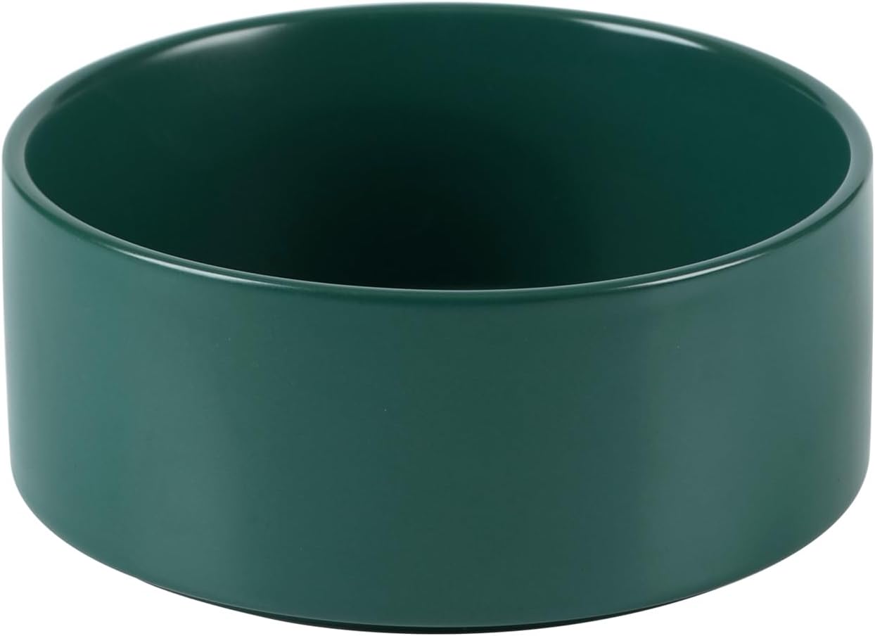 Ceramic 6.1inch Non-Slip Dog Food and Water Bowl for Small & Medium Breed Dogs,Pet Bowl for Replacement, Protects Cervical Spine (Green)