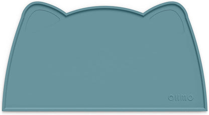 OHMO - Cat Food Mat, Silicone Pet Feeding Mat for Floor Non-Skid Waterproof Dog Water Bowl Tray, Easy to Clean Pet Placemat (Light Blue, 18 * 9.8'')
