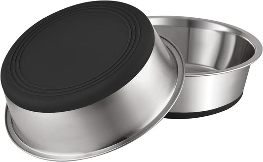 YINGFAN Stainless Steel Dog Bowls, 2 Pack Metal Dog Bowls with Non-Slip Rubber Base, Durable Food and Water Bowl for Small, Medium Dogs, Holds 3 Cups, BPA-Free, Dishwasher Safe (Black)