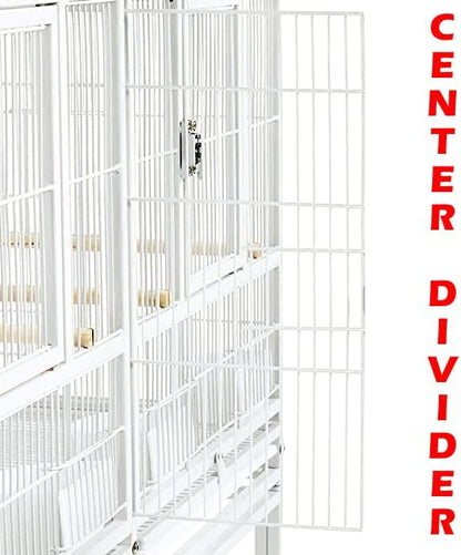 1/2/3-Combo Stacker Center Divided Breeder Breeding Bird Flight Double Rolling Cage for Aviaries Canaries Cockatiels Lovebirds Finches Budgies Small Parrots (White Vein, Two Stacker)