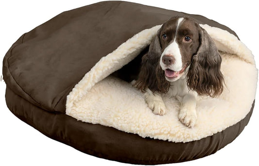 Snoozer Luxury Microsuede Cozy Cave Pet Bed, Small, Hot Fudge