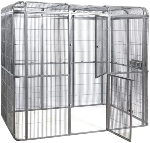 SENY Heavy Duty Large Walk-in Bird Aviary Cage, 79H x 86W x 62D inches, for Parrots, Macaws, Cockatoos, Reptiles, Dogs, Birds Flight Cage. (Silver Black, Wire Size: 0.20")