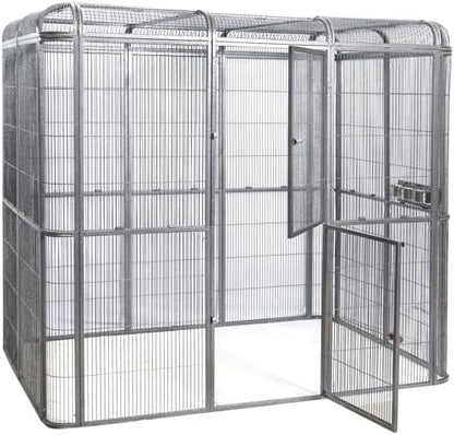SENY Heavy Duty Large Walk-in Bird Aviary Cage, 79H x 86W x 62D inches, for Parrots, Macaws, Cockatoos, Reptiles, Dogs, Birds Flight Cage. (Silver Black, Wire Size: 0.14")