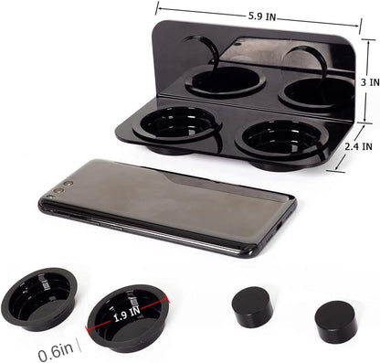 WACOOL Magnetic Reptile Ledge, Acrylic Gecko Feeding Ledge with 6PCS Cups, Reptile Food Water Feeder Dish for Geckos Iguana Chameleon Pets (Black)