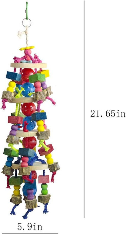 Deloky Large Parrot Toys - Natural Wood Large Bird Chewing Toys Suggested for Macaws cokatoos,African Grey and a Variety of Large Amazon Parrots