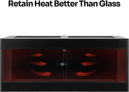 OIIBO 67 Gallon Reptile Original Wood Enclosure, 48"x18"x18" Large Reptile Terrarium with Double Hinge Sliding Doors and Top Screen Ventilation Reptiles Habitat Lounge Black