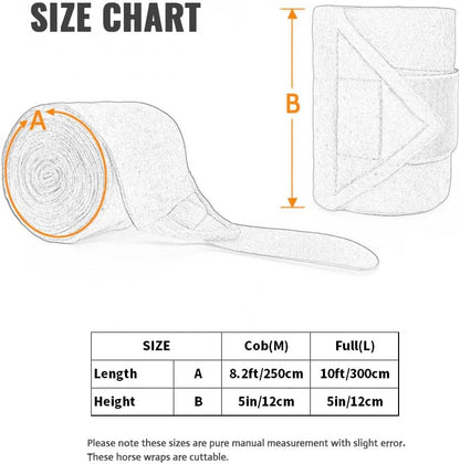 Horse Polo Leg Wraps Soft Fleece Wraps Equestrian Leg Bandage 4-Pack (Full(10ft), Yellow)