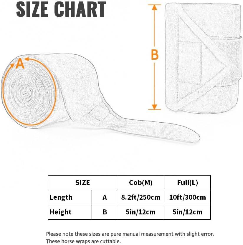 Horse Polo Leg Wraps Soft Fleece Wraps Equestrian Leg Bandage 4-Pack (Full(10ft), Black)