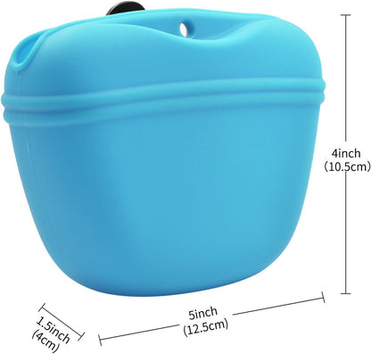 AUDWUD Silicone Dog Treat Pouch,Clip on Portable Training Container,Convenient Magnetic Buckle Closing and Waist Clip,No BPA