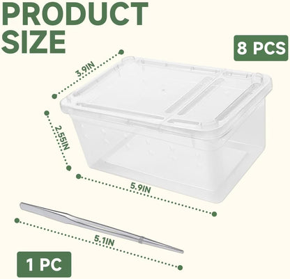 8 PCS Reptile Terrarium Plastic Clear Enclosure Portable Reptile Transport Box for Snakes, Frogs, Lizards, Insects, Scorpions, Geckos, Spiders Perfect Reptile Enclosure.