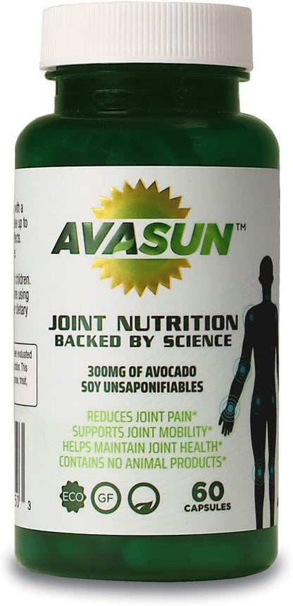 Joint Health Support Supplement, Backed by Science, Avocado Soy Unsaponifiable, 300Mg ASU, Plant Based, Dairy Free, Gluten Free, Non-GMO, 60 Daily Capsules per Bottle (2 Month Supply)