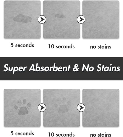 MontVoo-Absorbent Pet Feeding Mat-No Stains Pet Mat for Food and Water Bowl-Quick Dry Cat & Dog Food Mat Water Dispenser Mat-Pet Supplies Mat-Dog Water Bowl Mat for Messy Drinker Light Grey