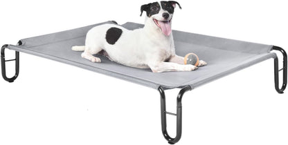 Pettycare Elevated Outdoor Dog Bed - Medium Dog Cot, Waterproof, Cooling, Non Slip, Up to 40 lbs, Grey