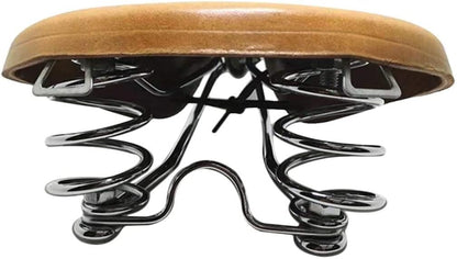 UNISTRENGH English Vintage Bicycle Saddle Touring City Saddle Comfortable Comfort Leather Bicycle Seat with Spring Rivets for Women Men