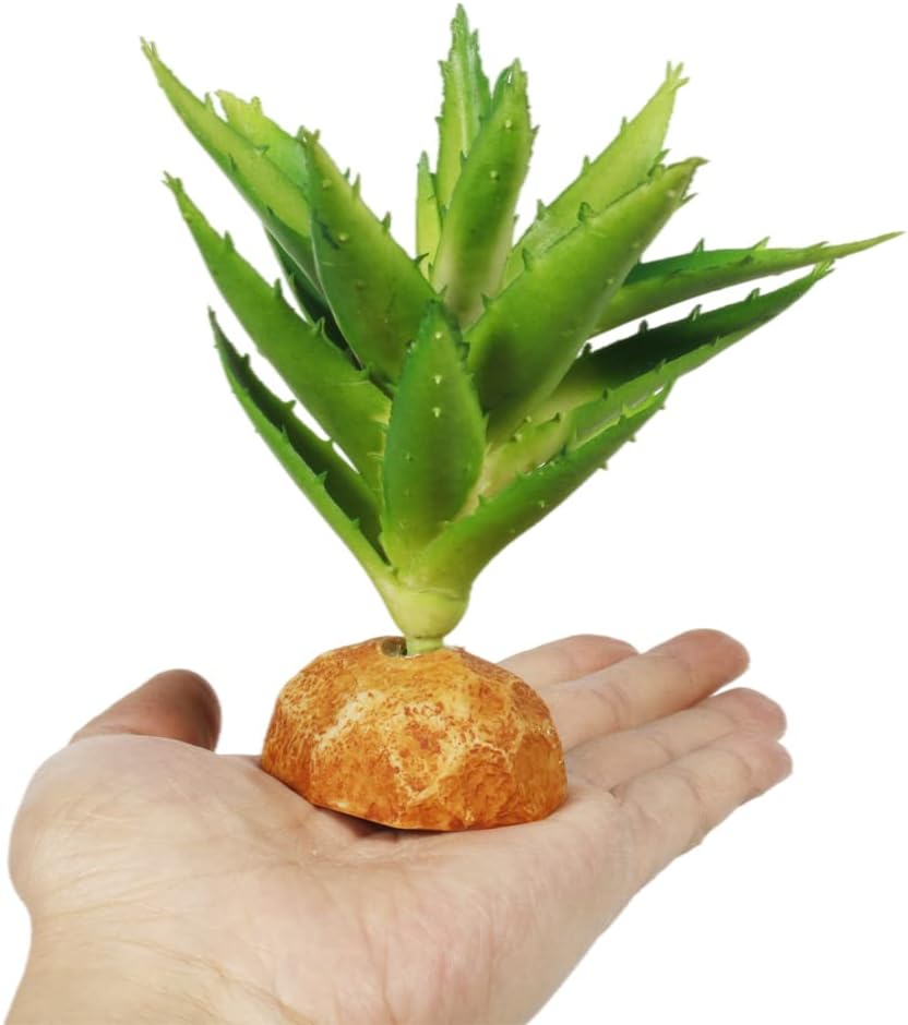 Fake Aloe Vera Plants, Reptile Decor for Terrarium, Crested Gecko Tank Accessories fit Leopard Gecko Bearded Dragon Lizard Chameleon Snake