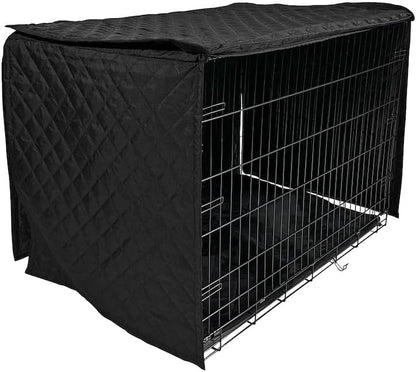 4Knines Quilted Dog Crate Cover – Heavy-Duty, Water-Resistant Fabric for Indoor/Outdoor Use – Durable Travel Cage Cover for Training, Weather Protection – Fits 36-Inch Crates – Black