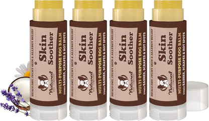 Natural Dog Company Skin Soother, 4 Pack, Allergy and Itch Relief for Dogs, Dog Moisturizer for Dry Skin, Dog Lotion, Ultimate Healing Balm, Dog Rash Cream, Travel Stick 0.15 oz X 4