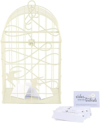 WEDDINGSTAR Ivory Modern Decorative Birdcage Wishing Well with Birds in Flight, 10" x 8" x 16 3/8" Tall (9117-79)