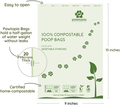 Pawtria Bundle Product of 120 Pet Waste Bags and 1 Canvas Dispenser (Pink), Vegetable Starches, Eco-friendly Dog Waste Bags, Leak proof, Easy to Open, Give Back, Fabric poop bag holder…