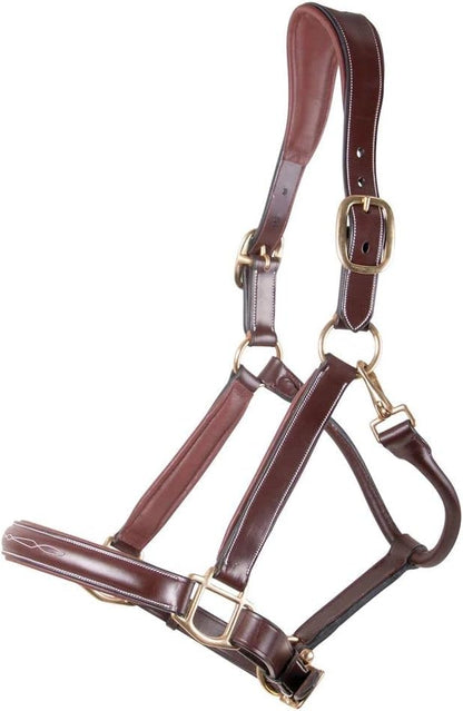 Joseph Sterling Comfort Crown Leather Halter for Horses | Memory Foam Interior for Comfort | Anatomical Design Radiant Chocolate Color with Fancy Stitch Design