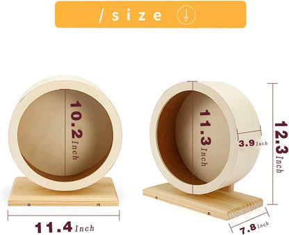 antiai Hamster Wooden Silent Wheel, 12 Inch Small Animal Exercise Wheel Accessories, Quiet Spinner Hamster Running Wheels Prevent Depression Toys for Hamsters, Gerbils, Mice and Other Small Pets (XL)