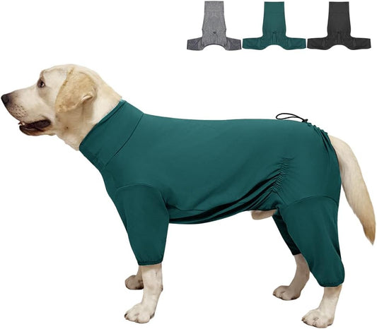 Dog Pyjamas PJS Sweater Clothes and Home Clothing Suitable for Medium to Large Breeds of Dogs, Dog Neutering Suits, Extra-Large Stretch Fabric, Four-Legged Clothes(Thin Dark Green, 2XL)